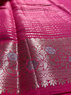 Pure Chiniya Silk Handloom Banarasi Saree With Floral Motifs