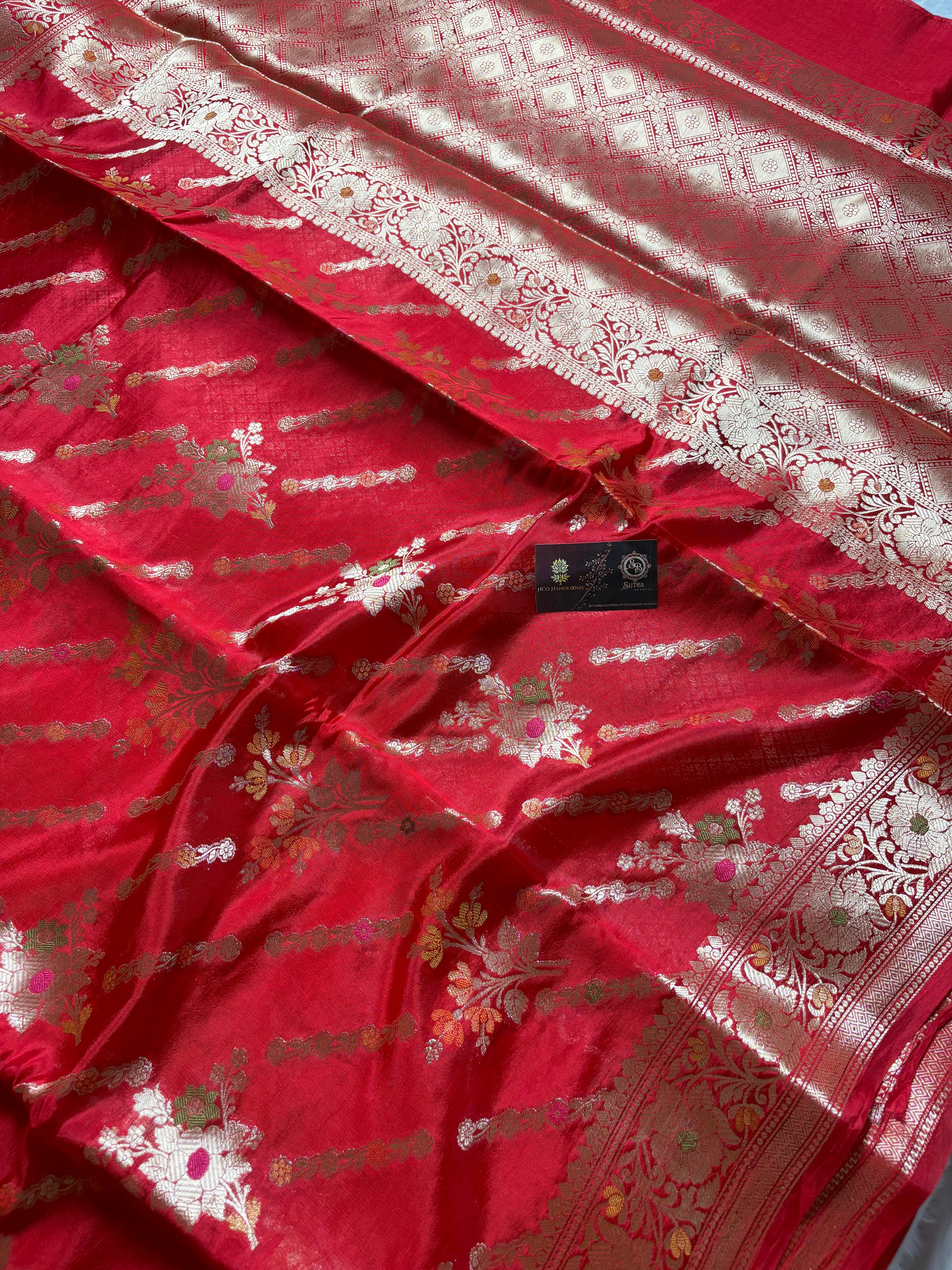 Pure Chiffon Silk Khaddi Banarasi With Aada Design