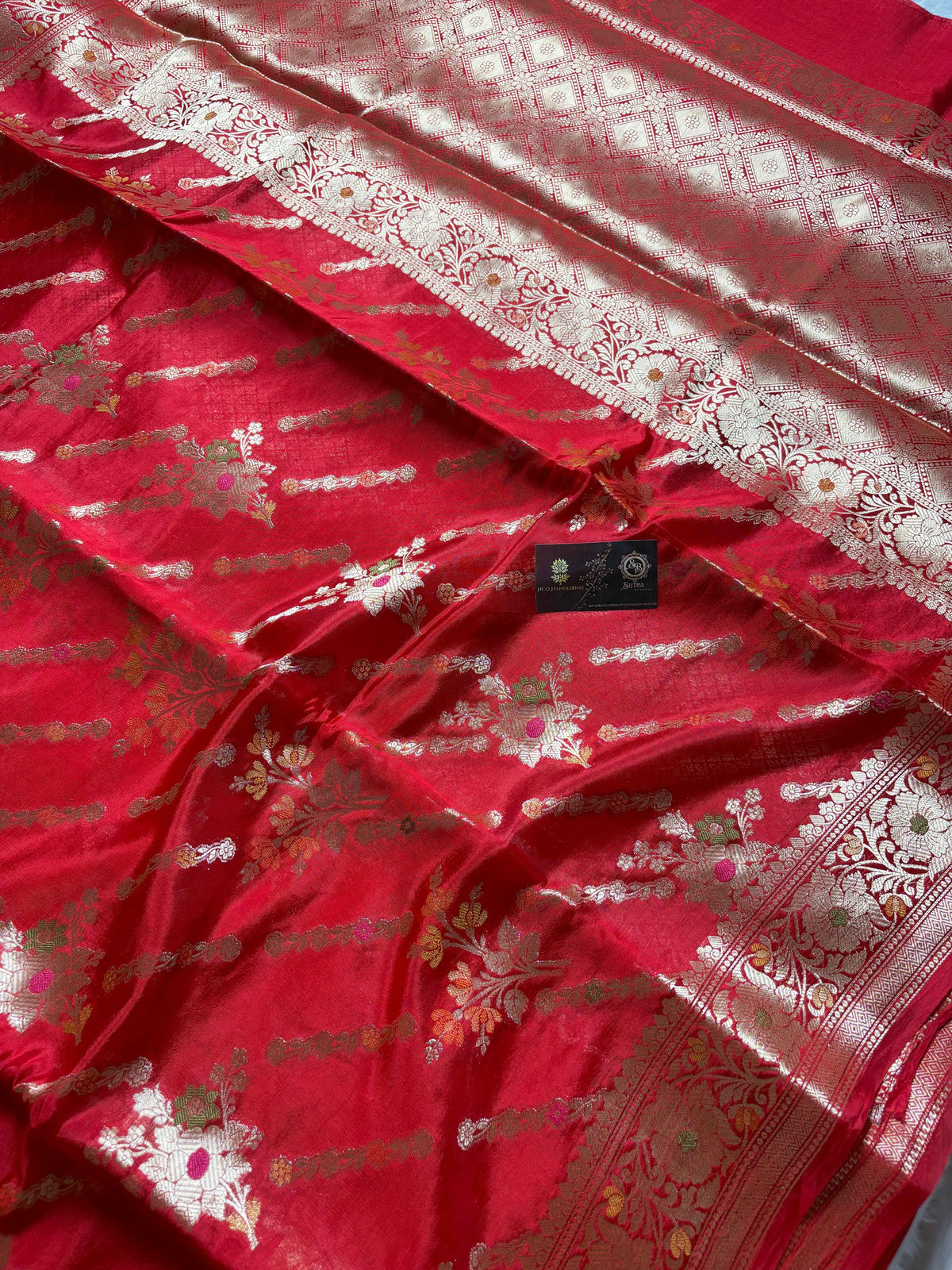 Pure Chiffon Silk Khaddi Banarasi With Aada Design