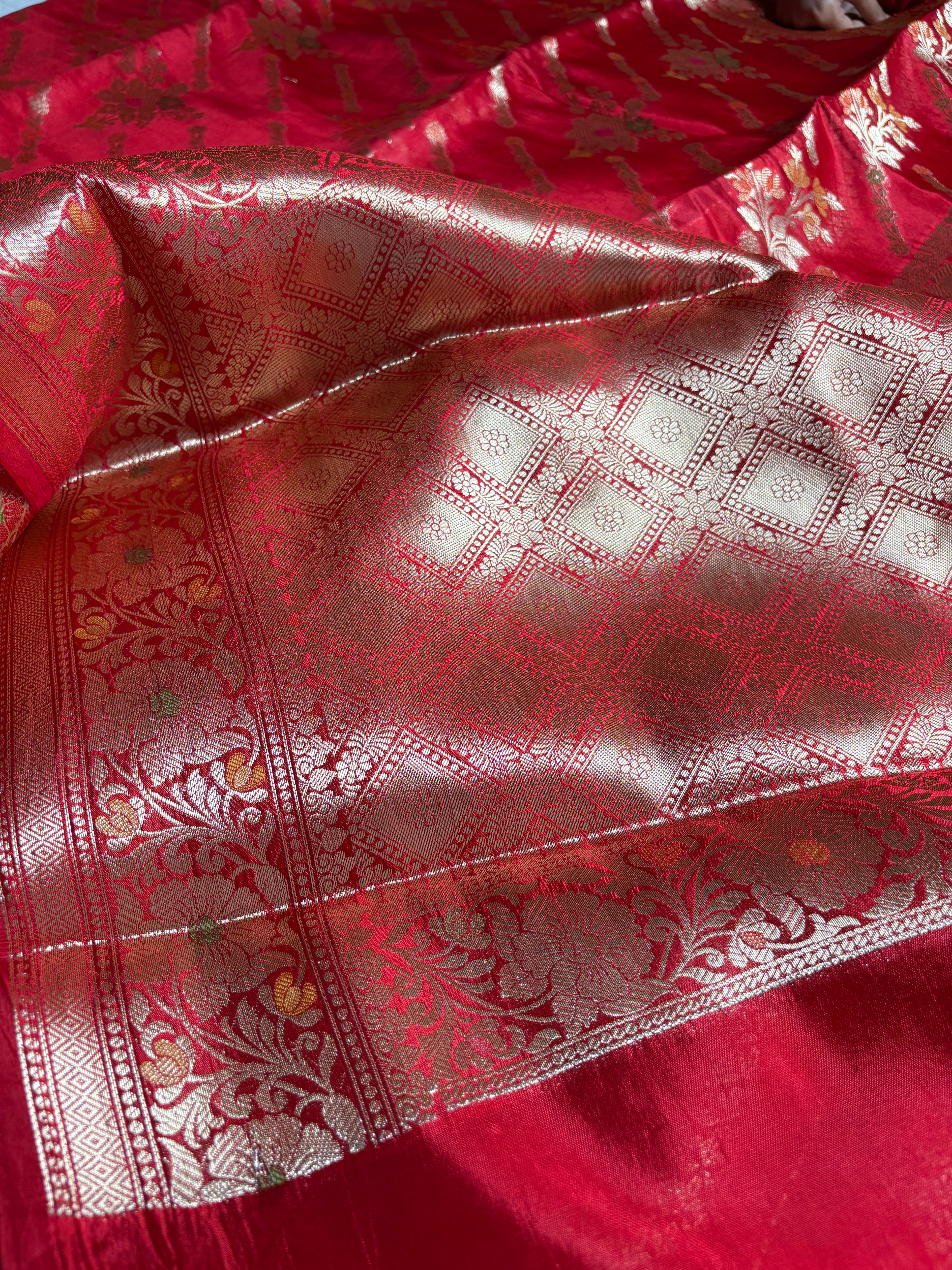 Pure Chiffon Silk Khaddi Banarasi With Aada Design