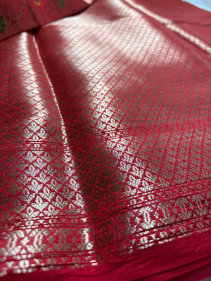 Pure Chiffon Silk Khaddi Banarasi With Aada Design