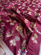Pure Chiffon Silk Khaddi Banarasi Saree With Floral Motifs