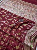 Pure Chiffon Silk Khaddi Banarasi Saree With Floral Motifs