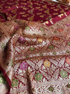 Pure Chiffon Silk Khaddi Banarasi Saree With Floral Motifs