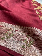 Pure Chiffon Silk Khaddi Banarasi Saree With Floral Motifs