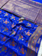 Pure Chiffon Silk Khaddi Banarasi Saree With Floral Motifs