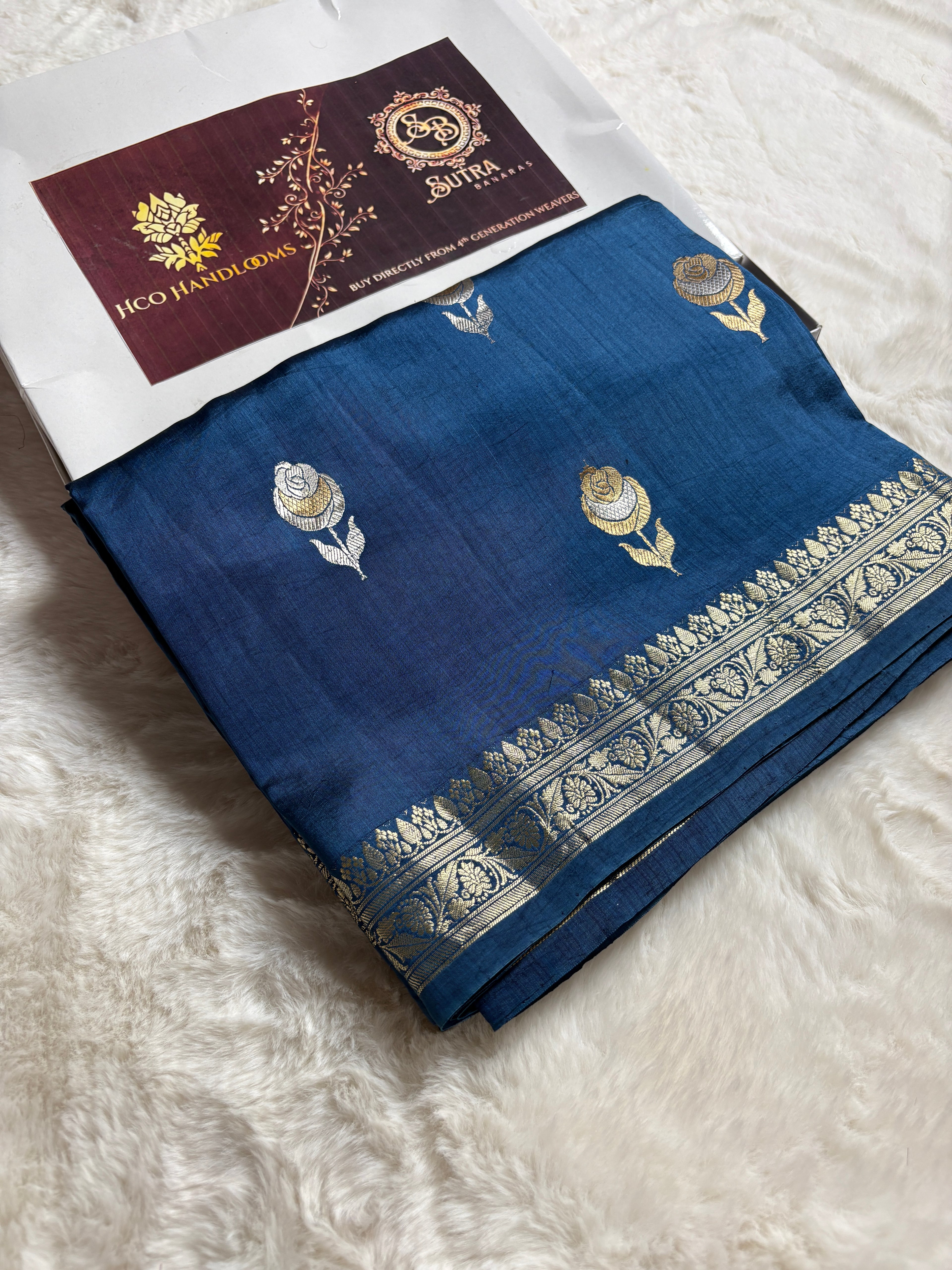 Pure Raw Mango Katan Handloom Banarasi Saree - All Over Kadhua Motifs