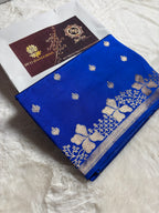 Blue Pure Mango Katan Silk Handloom Banarasi Saree - All Over Kadhua Motifs