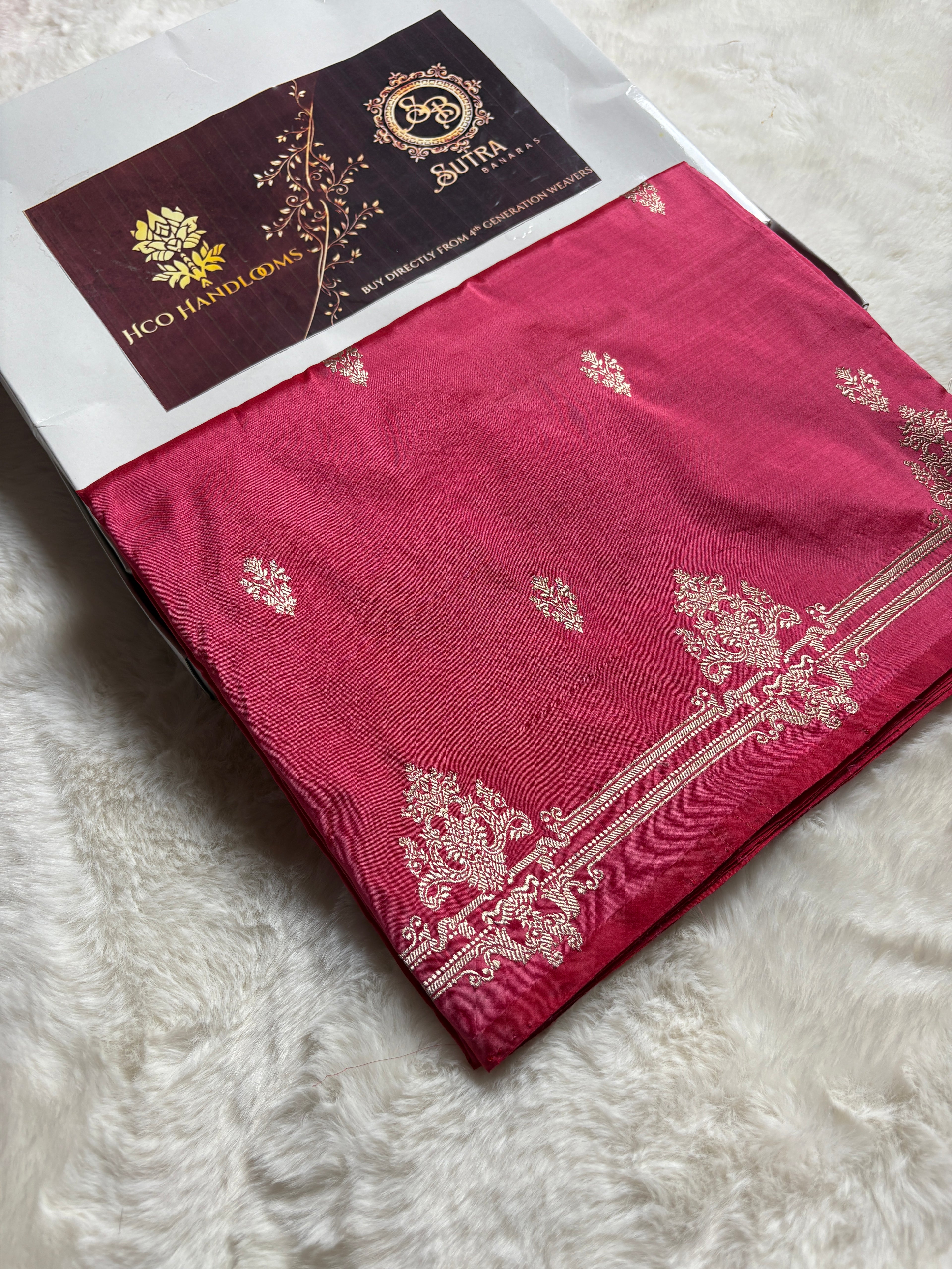 Pure Katan Silk Handloom Banarasi Saree - All Over Kadhua Motifs
