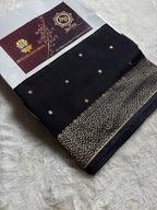 Pure Mango Katan Silk Handloom Banarasi Saree - All Over Kadhua Motifs