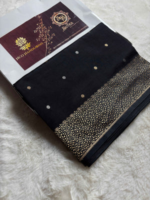 Pure Mango Katan Silk Handloom Banarasi Saree - All Over Kadhua Motifs