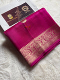 Hot Pink Pure Kora Silk Handloom Banarasi Saree - All Over Kadhua Motifs