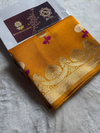 Gold Pure Kora Silk Handloom Banarasi Saree - All Over Kadhua Motifs