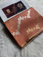 Copper Pure Kora Silk Handloom Banarasi Saree - All Over Kadhua Lahariya
