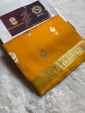 Gold Pure Kora Silk Handloom Banarasi Saree - All Over Kadhua Motifs