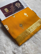 Gold Pure Kora Silk Handloom Banarasi Saree - All Over Kadhua Motifs