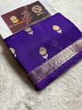 Purple Pure Kora Silk Handloom Banarasi Saree - All Over Kadhua Motifs