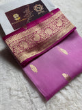 Hot Pink & Lght Pink Pure Kora Silk Handloom Banarasi Saree - All Over Kadhua Motifs