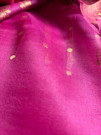 Pink & Gray Pure Kora Silk Handloom Banarasi Saree - All Over Kadhua Motifs