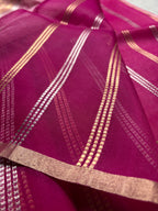 Light Pink Pure Kora Silk Handloom Banarasi Saree - All Over Kadhua Lahariya