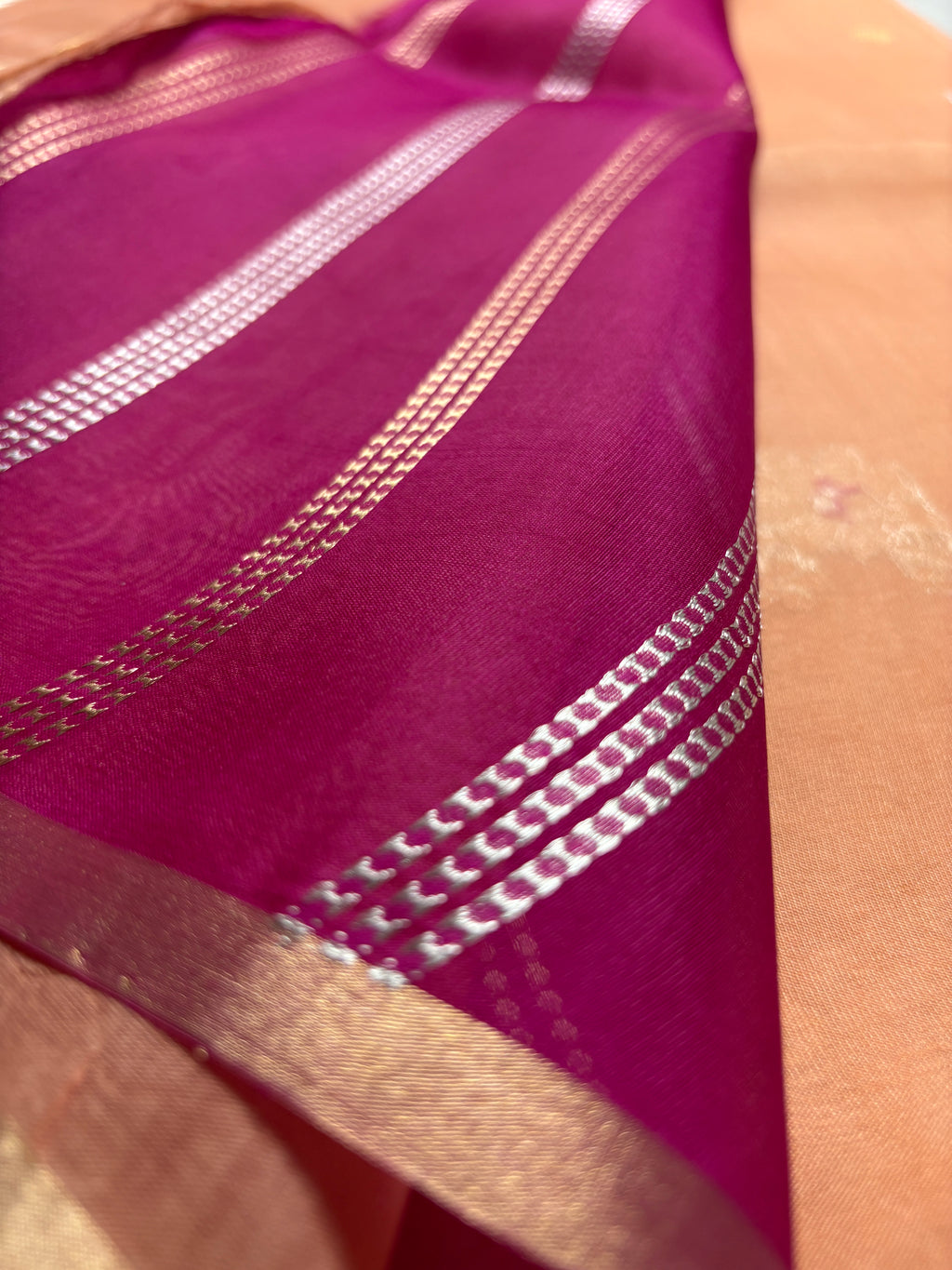 Copper Pure Kora Silk Handloom Banarasi Saree - All Over Kadhua Lahariya
