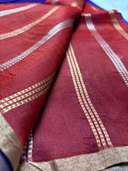 Blue Pure Kora Silk Handloom Banarasi Saree - All Over Kadhua Lahariya