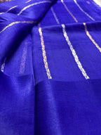 Blue Pure Kora Silk Handloom Banarasi Saree - All Over Kadhua Motifs