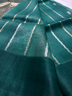 Green Pure Kora Silk Handloom Banarasi Saree - All Over Kadhua Motifs