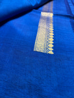 Blue Pure Mango Katan Silk Handloom Banarasi Saree - All Over Kadhua Motifs