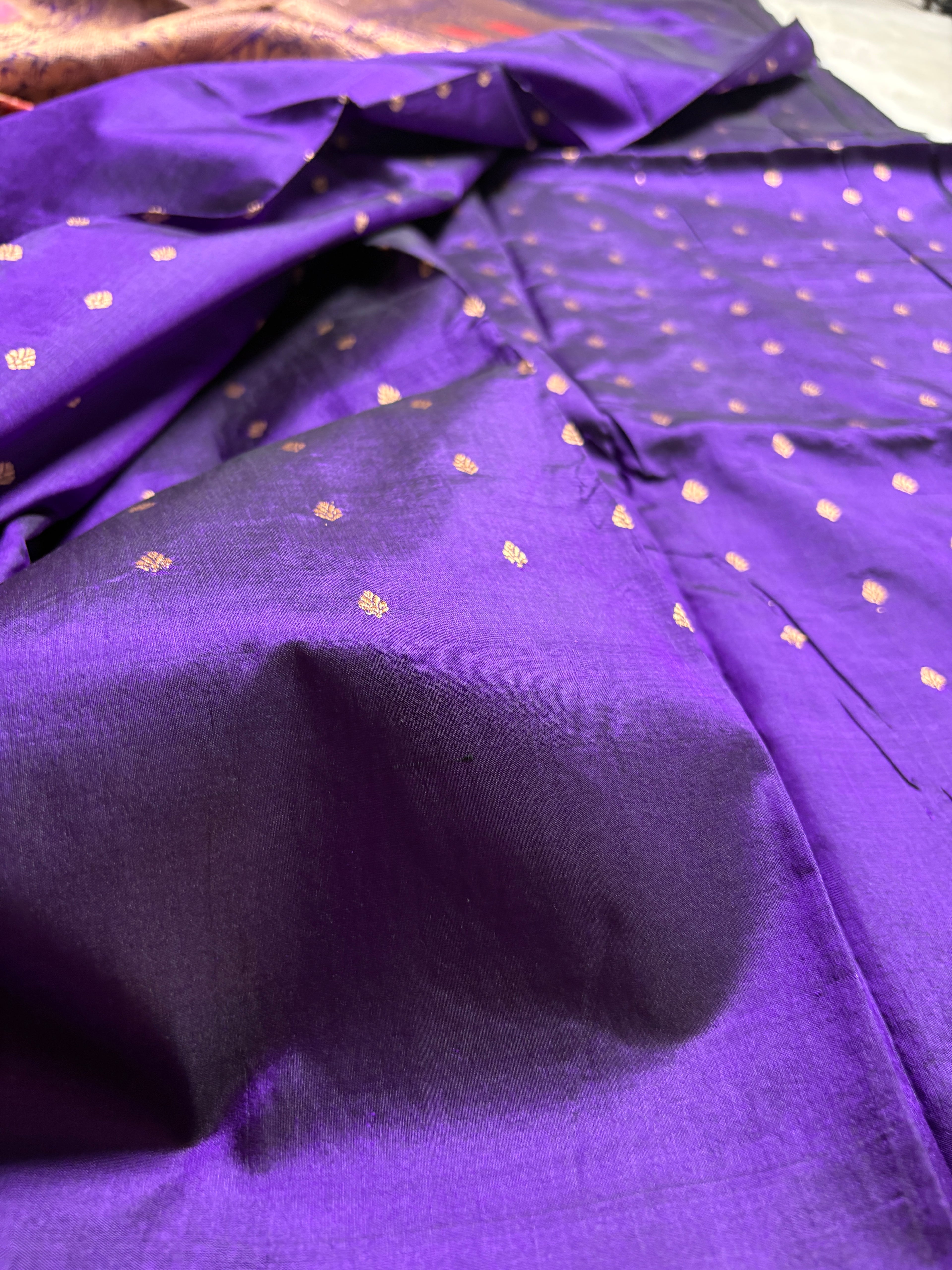 Purple Pure Mango Katan Silk Handloom Meenakari Banarasi Saree - All Over Kadhua Motifs