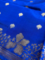 Blue Pure Mango Katan Silk Handloom Banarasi Saree - All Over Kadhua Motifs