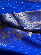 Blue Pure Mango Katan Silk Handloom Banarasi Saree - All Over Kadhua Motifs