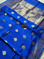 Blue Pure Mango Katan Silk Handloom Banarasi Saree - All Over Kadhua Motifs