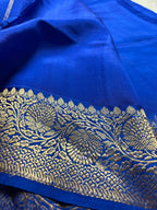Blue Pure Mango Katan Silk Handloom Banarasi Saree - All Over Kadhua Motifs