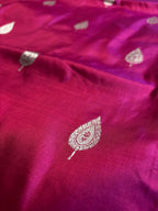 Hot Pink Pure Katan Silk Handloom Banarasi Saree - All Over Kadhua Motifs