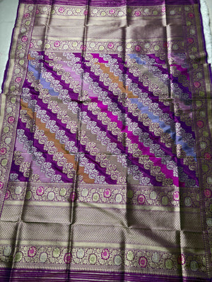 Pure Katan Silk Handloom Banarasi Dupatta - All Over Rangkat Kadhyal Lahariya