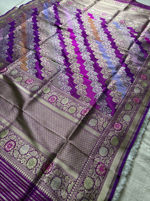 Pure Katan Silk Handloom Banarasi Dupatta - All Over Rangkat Kadhyal Lahariya