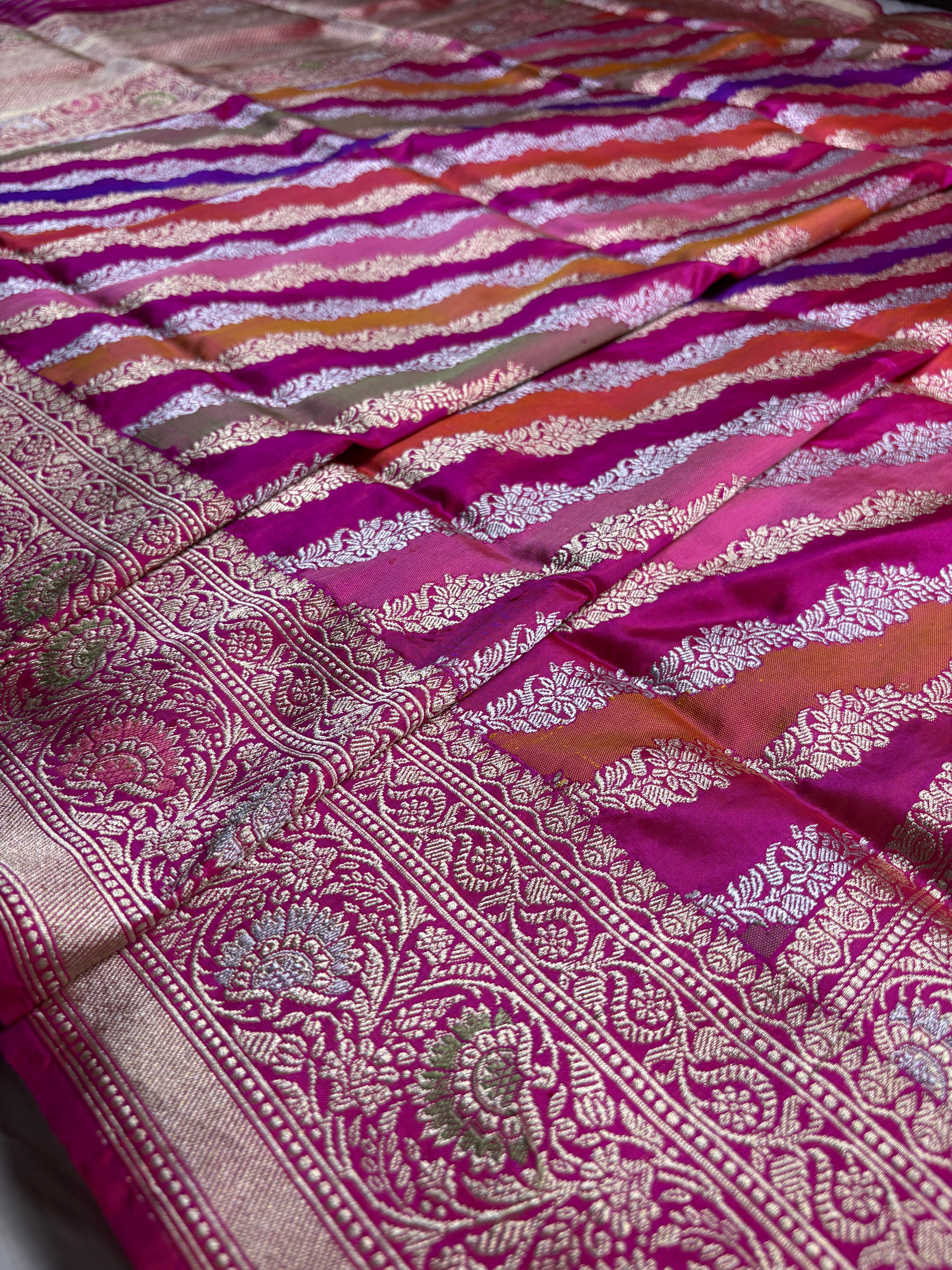 Pure Katan Silk Handloom Banarasi Dupatta - All Over Rangkat Kadhyal Lahariya