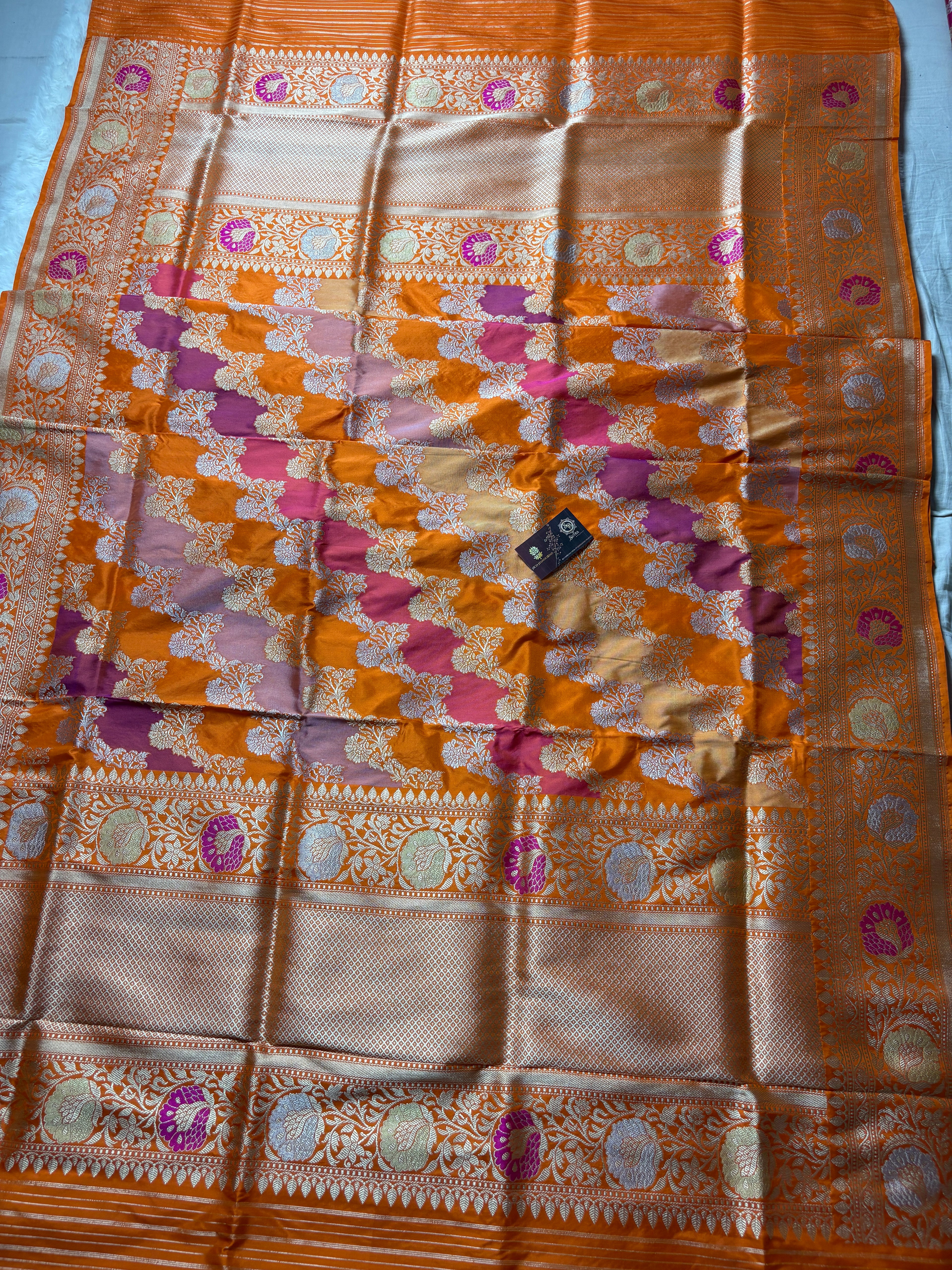 Pure Katan Silk Handloom Banarasi Dupatta - All Over Rangkat Kadhyal Lahariya