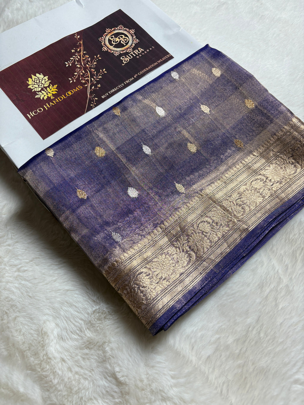 Pure Tissue Silk Handloom Banarasi Saree - All Over Kadhua Sona Roopa Motifs