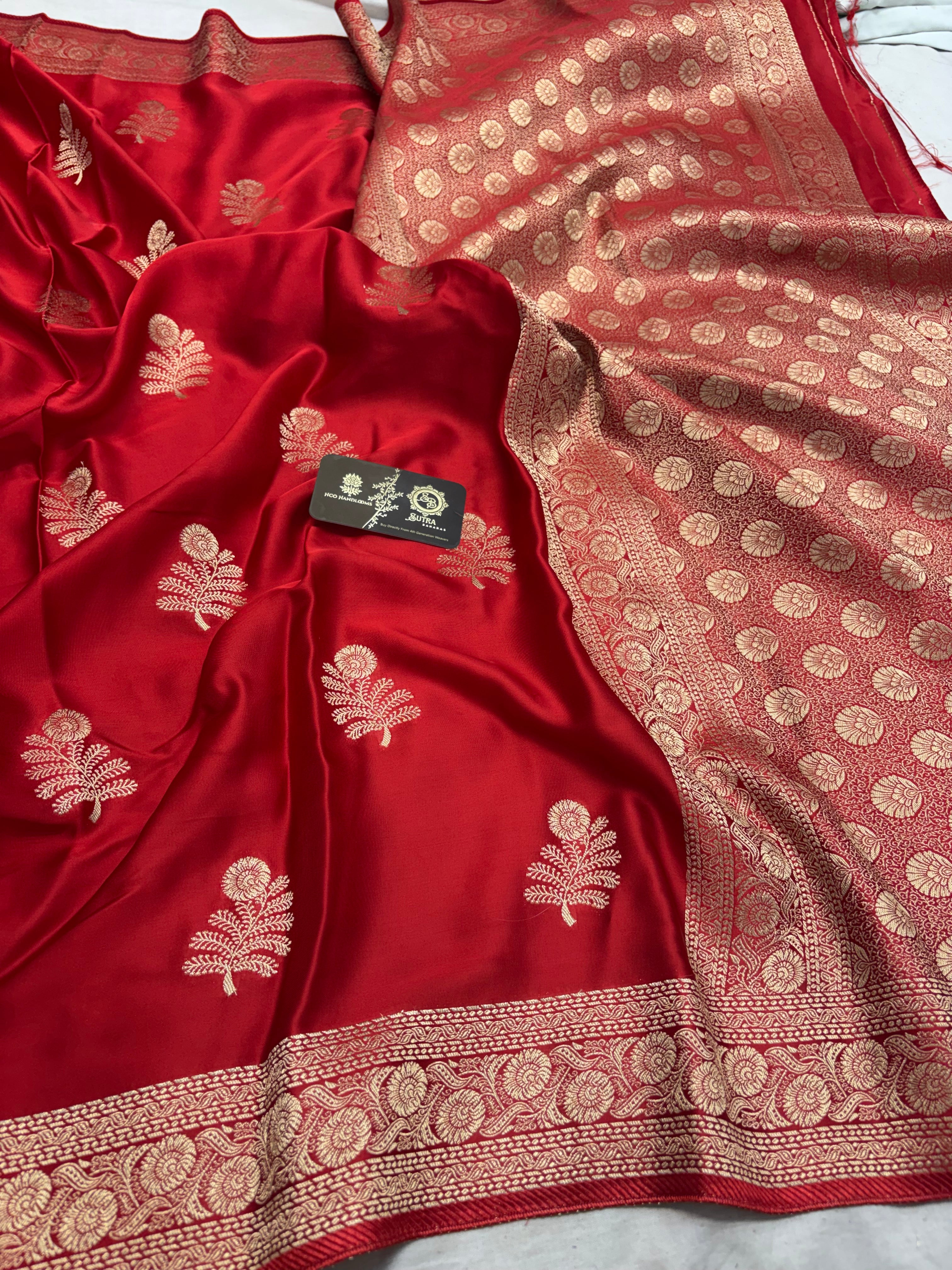 Premium Mashru Crepe Banarasi Saree - All Over Motifs