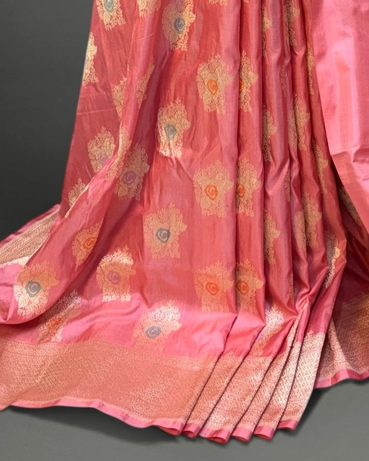 Pure Katan Silk Handloom Banarasi Saree - All Over Meenakari Jangla