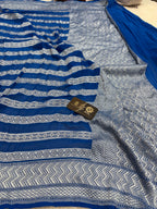 Blue Pure Khaddi Georgette Silk handloom Banarasi Saree - Water Zari
