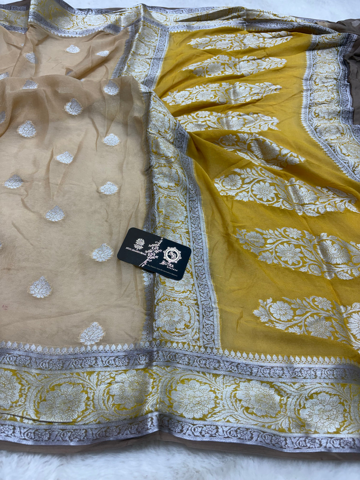 Pure Khaddi Chiffon Silk Banarasi Saree - All Over Motifs