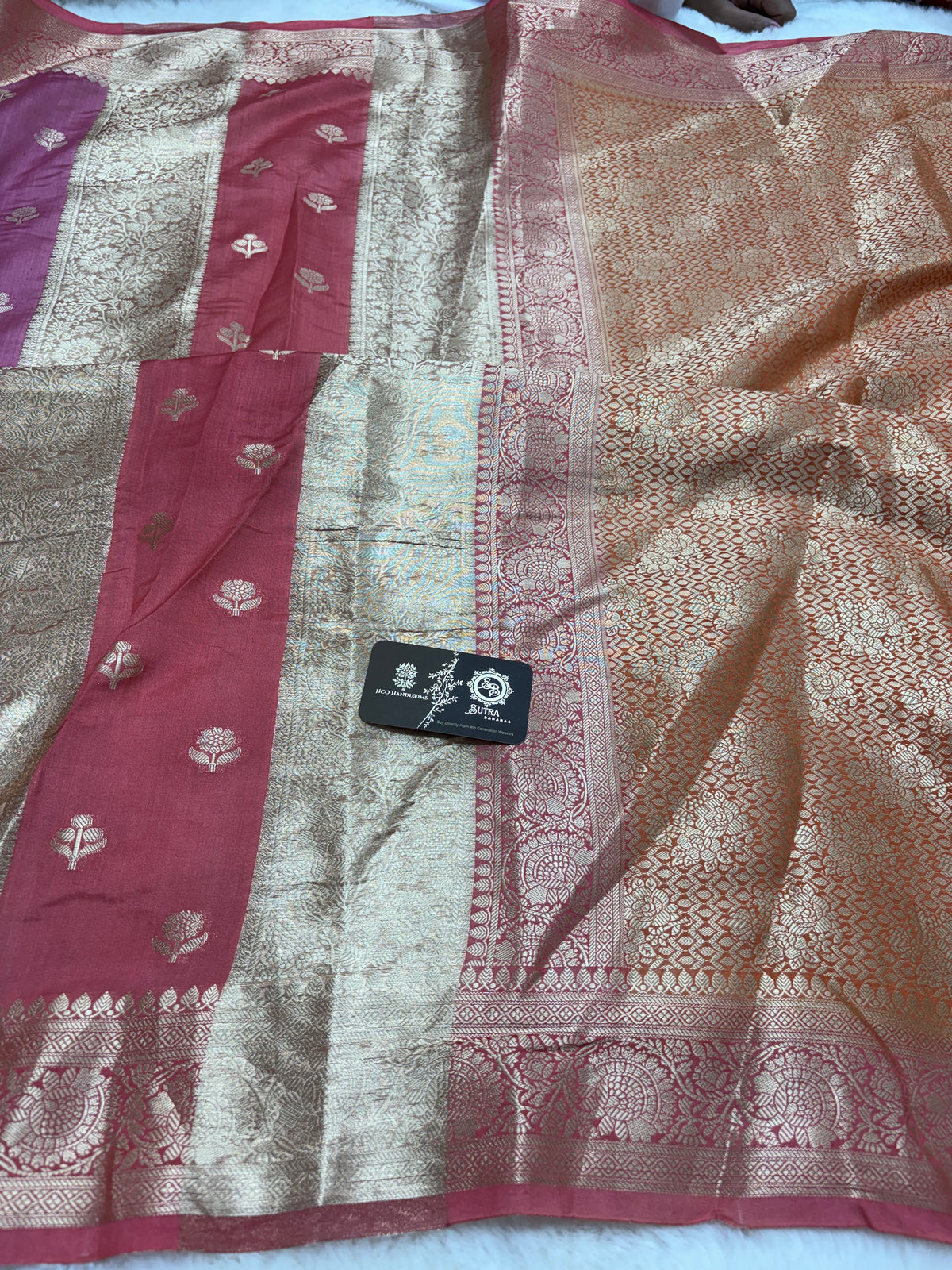 Pure Chiniya Silk Handloom Banarasi Saree - Dual Design