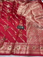 Pure Chiniya Silk Handloom Banarasi Saree With Diagonal Motifs