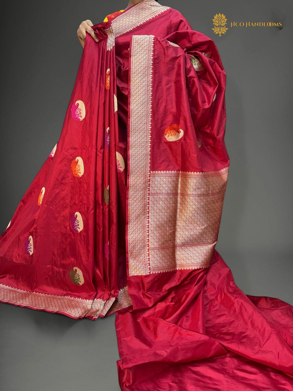 Pure Katan Silk Handloom Banarasi Saree - All Over Meenakari Motifs
