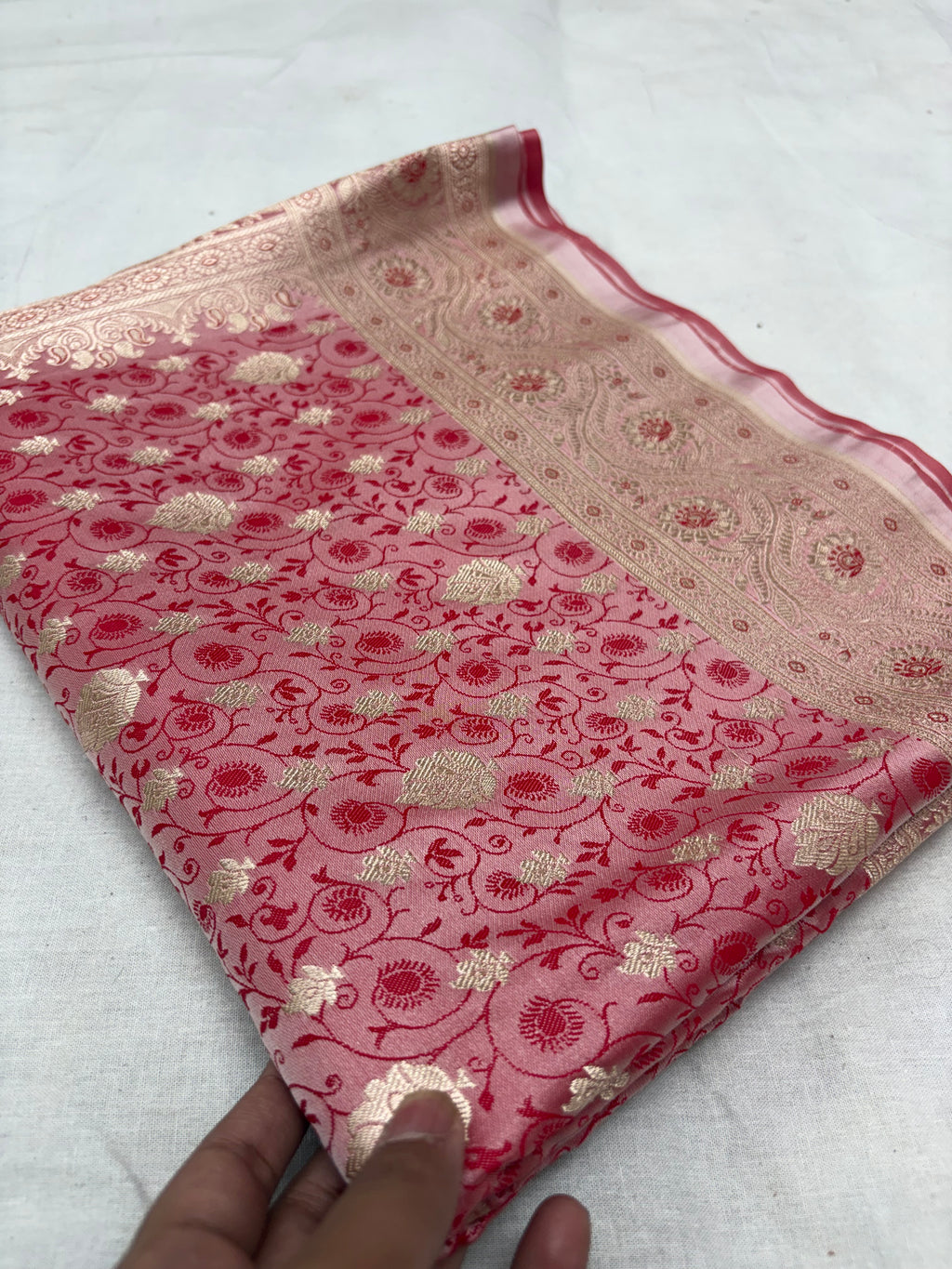 Light Pink Premium Mashru Katan Silk Tanchui Brocade Banarasi Saree