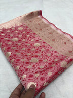 Light Pink Premium Mashru Katan Silk Tanchui Brocade Banarasi Saree