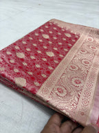 Light Pink Premium Mashru Katan Silk Tanchui Brocade Banarasi Saree
